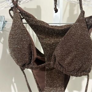 Shimmering Chocolate Brown Metallic Bikini Set